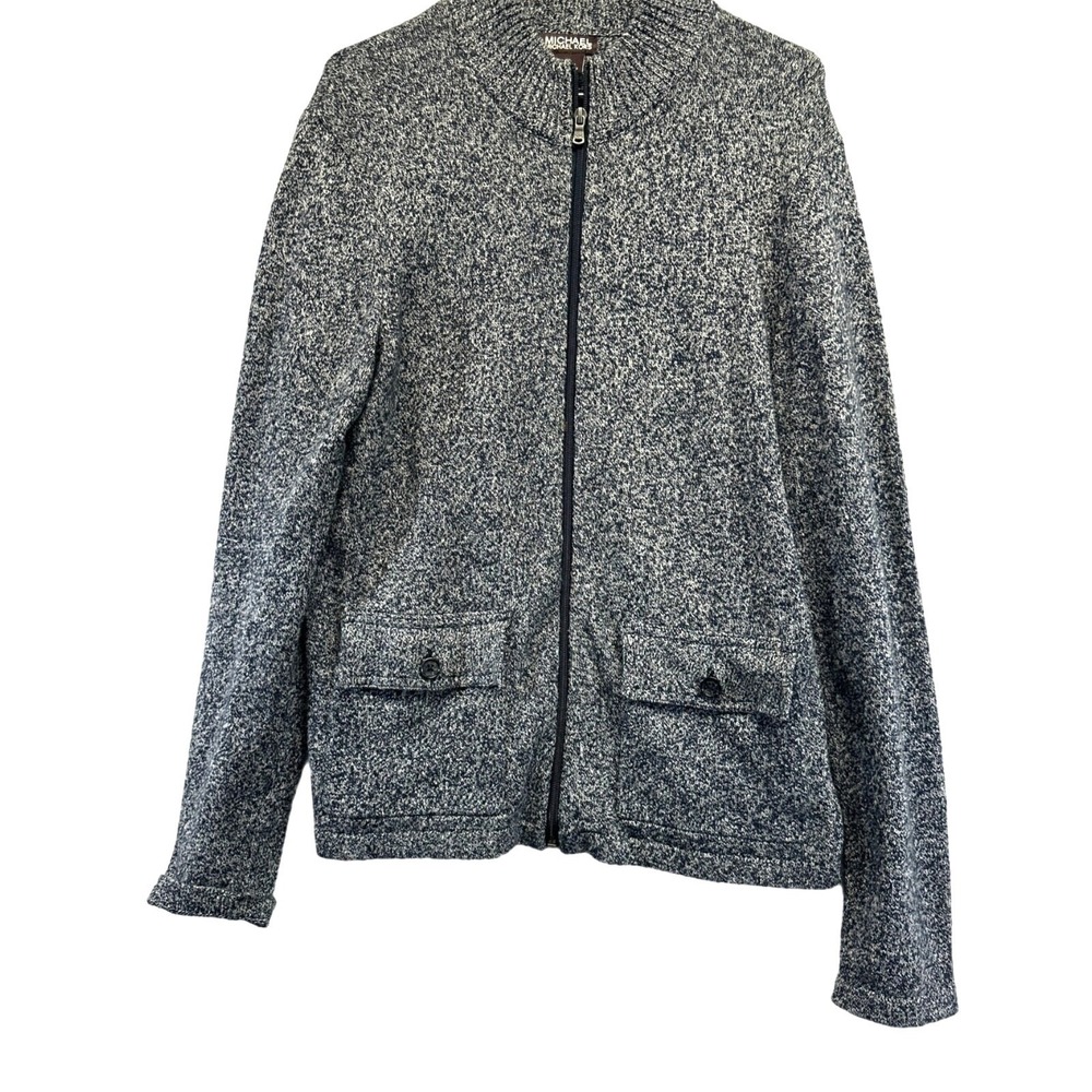 Michael Kors Medium Gray Wool Full Zip Cardigan Sweater Jacket Soft Pockets
